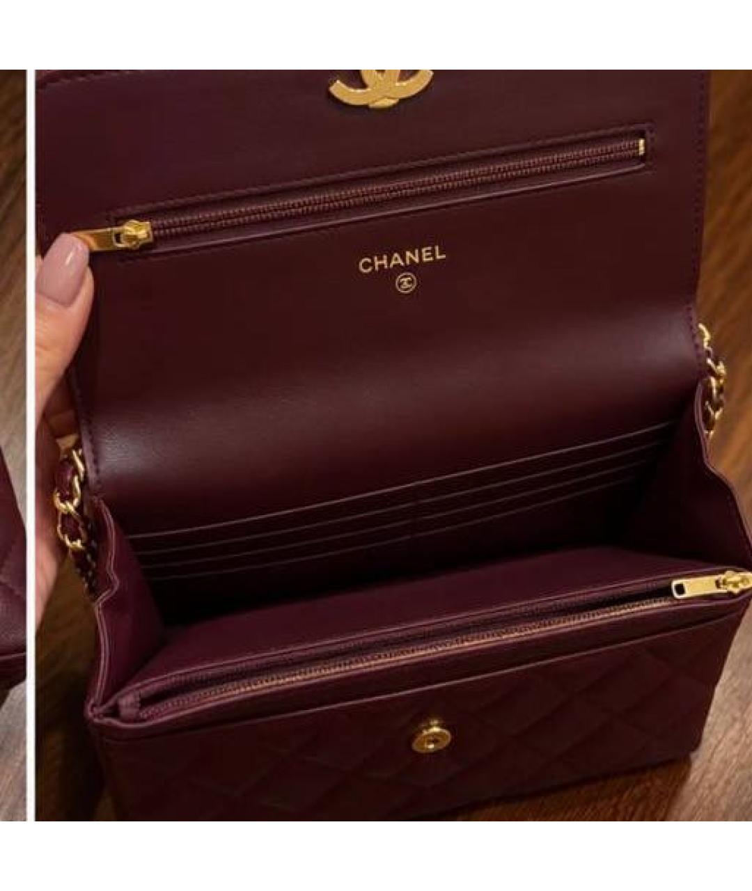 CHANEL Бордовая кожаная сумка через плечо, фото 2