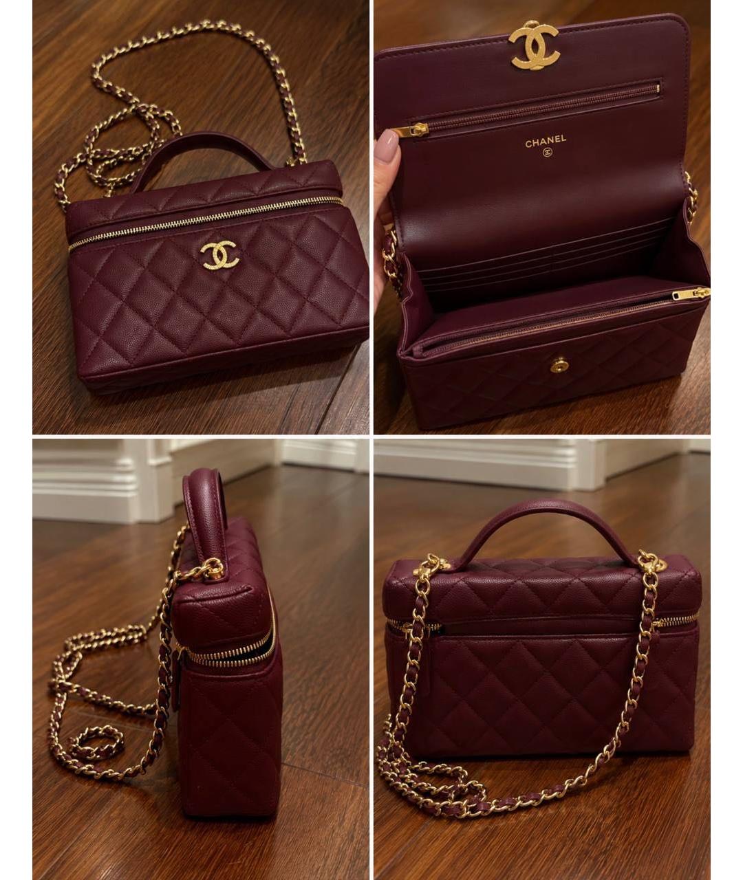 CHANEL Бордовая кожаная сумка через плечо, фото 4