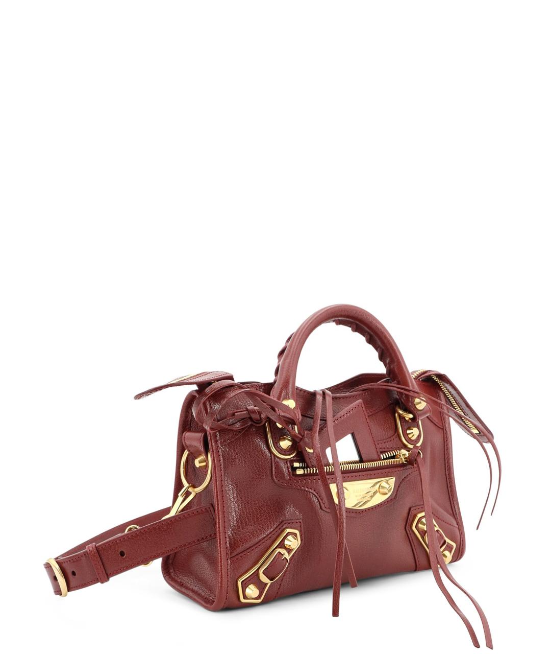 BALENCIAGA Бордовая кожаная сумка тоут, фото 3
