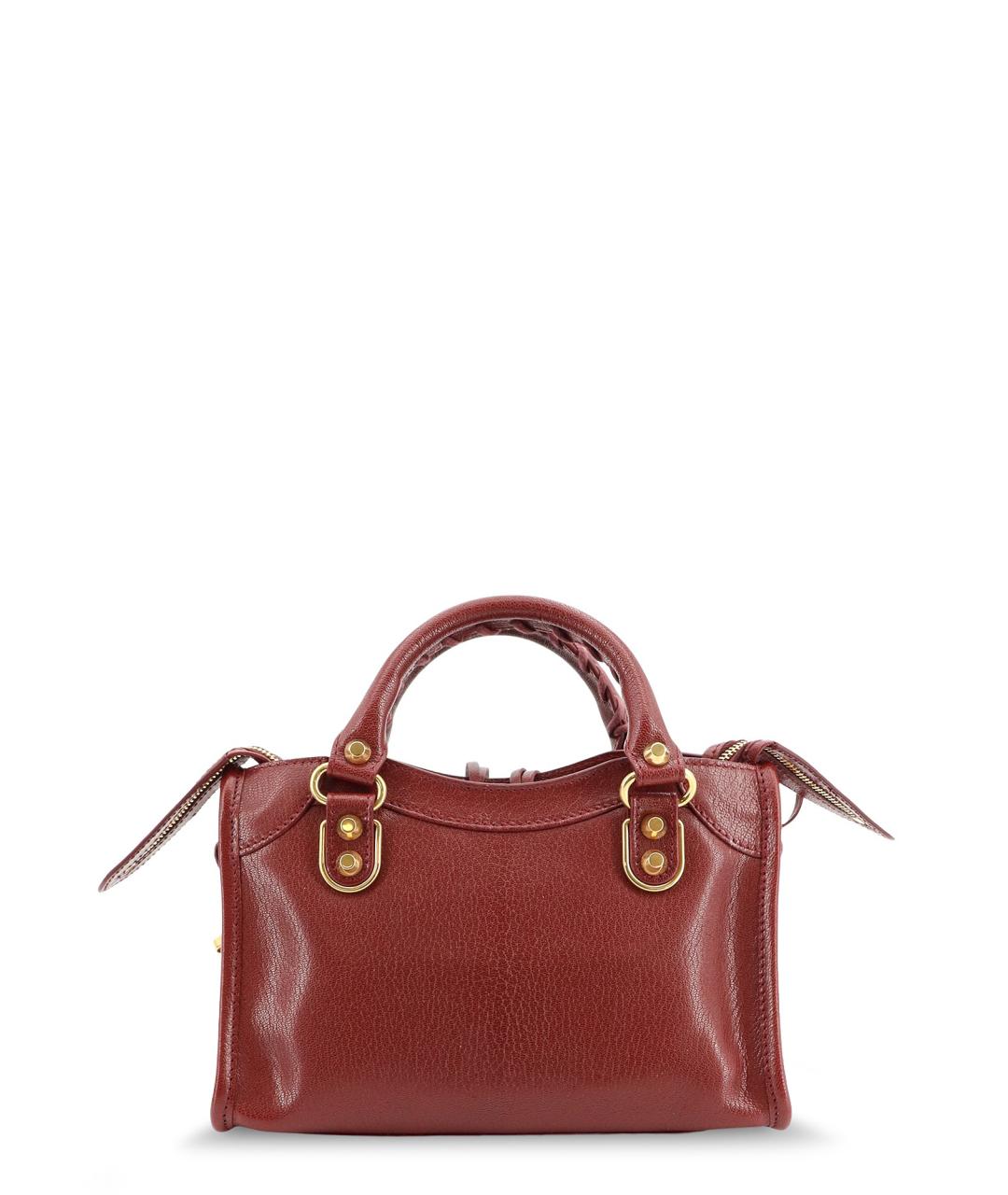 BALENCIAGA Бордовая кожаная сумка тоут, фото 2