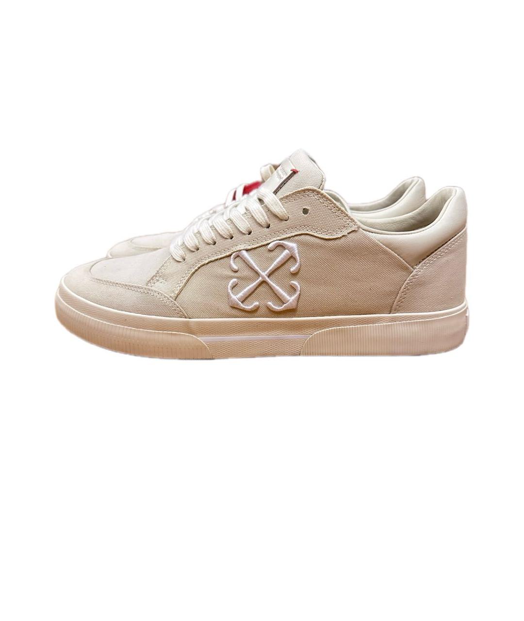OFF-WHITE Бежевые текстильные низкие кроссовки / кеды, фото 2