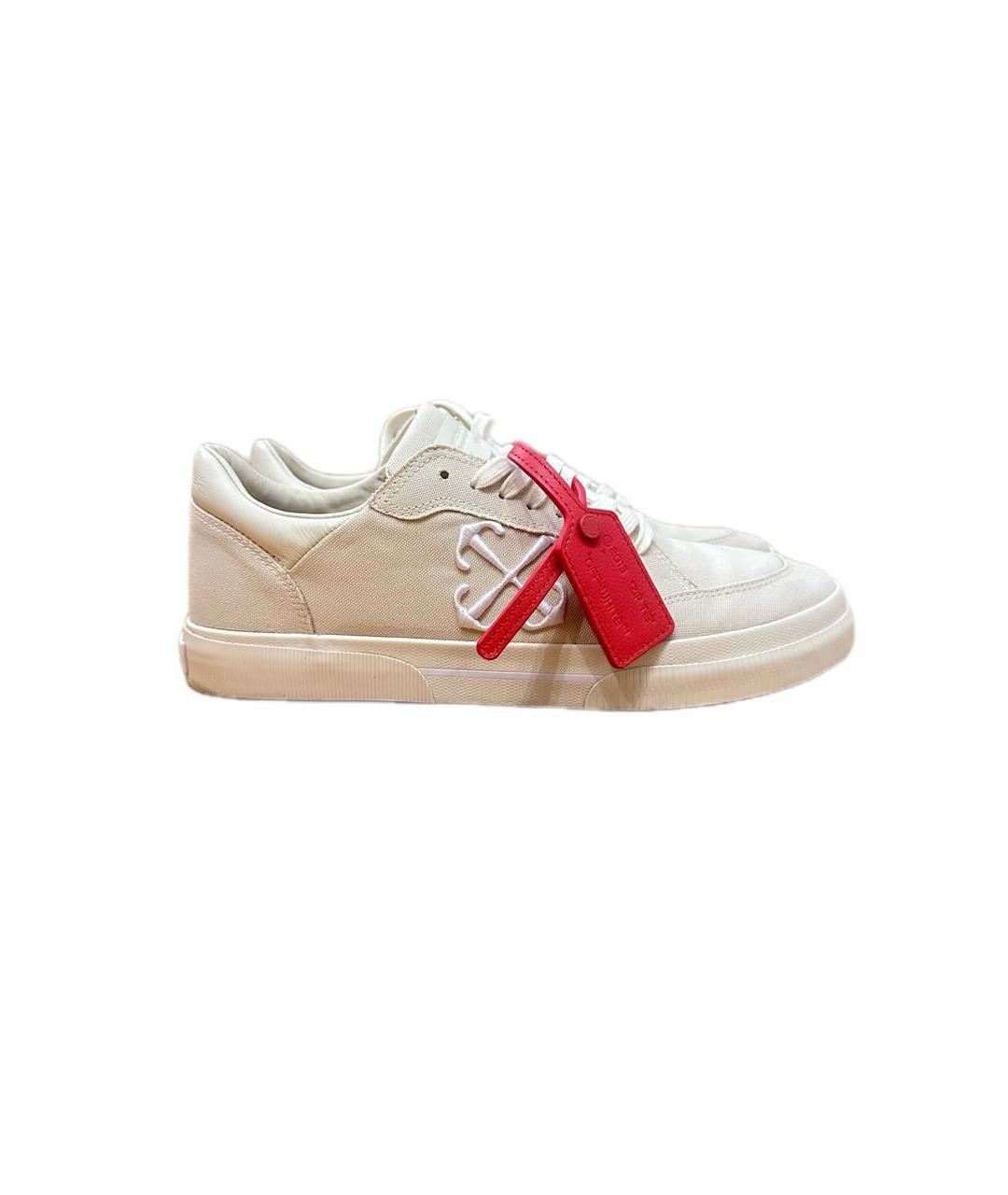 OFF-WHITE Бежевые текстильные низкие кроссовки / кеды, фото 7