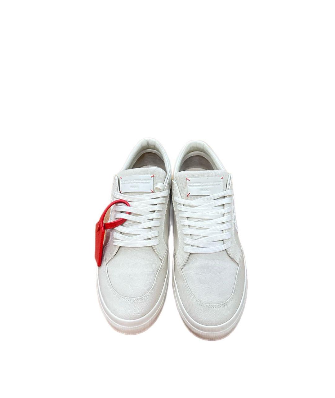OFF-WHITE Бежевые текстильные низкие кроссовки / кеды, фото 4