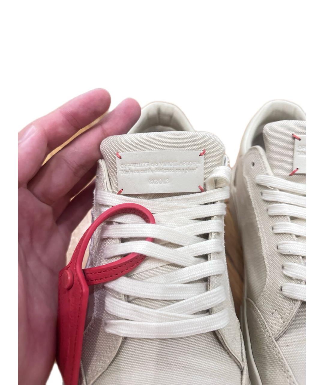 OFF-WHITE Бежевые текстильные низкие кроссовки / кеды, фото 5