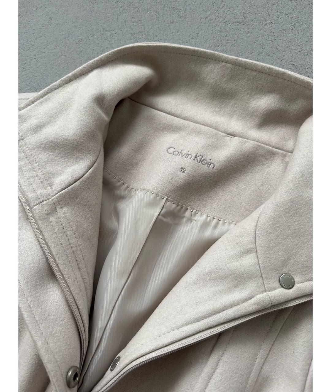 CALVIN KLEIN Бежевое шерстяное пальто, фото 6