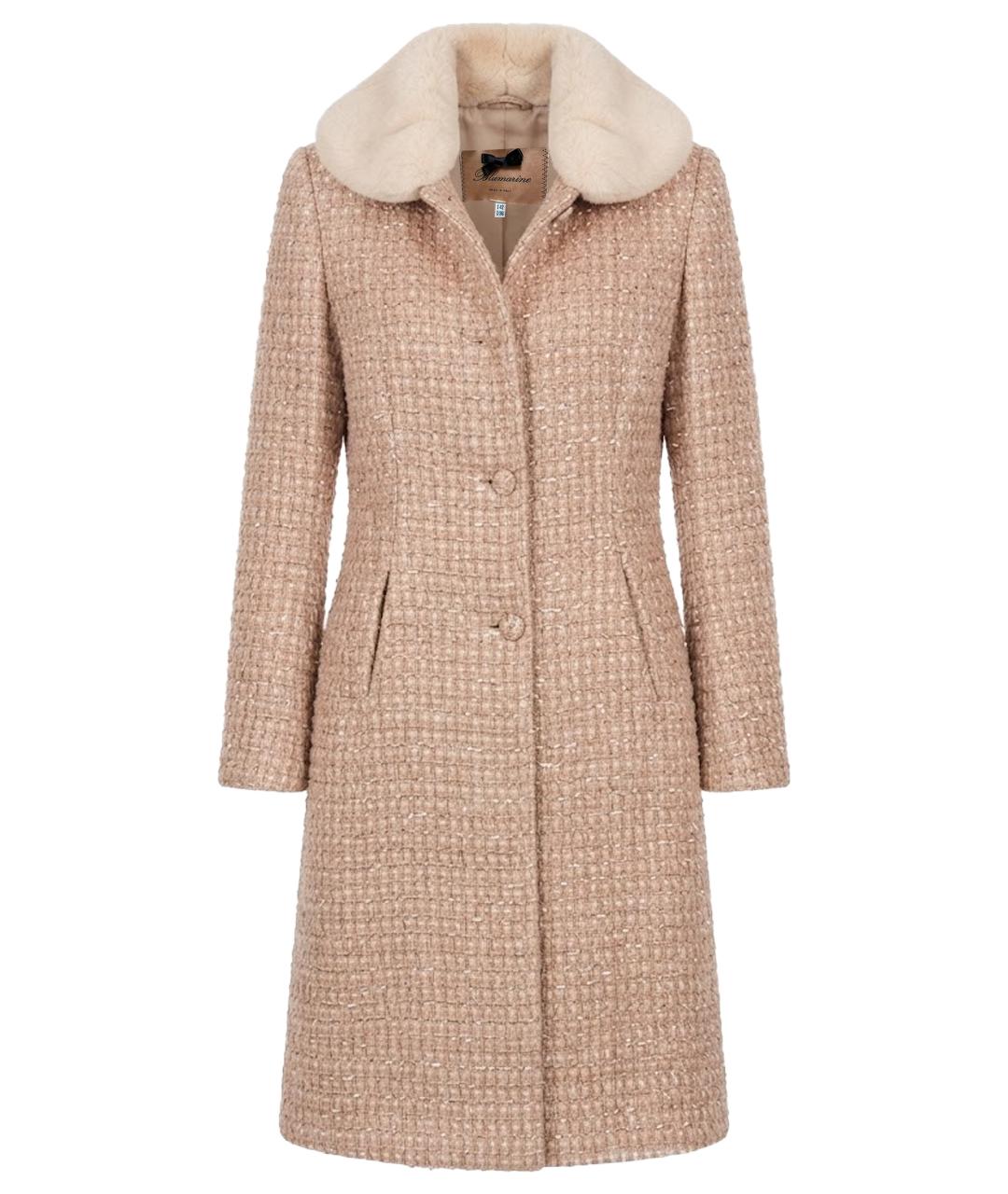 BLUMARINE Бежевое твидовое пальто, фото 1
