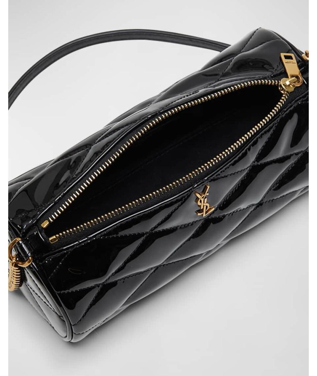 SAINT LAURENT Черная сумка через плечо из лакированной кожи, фото 2
