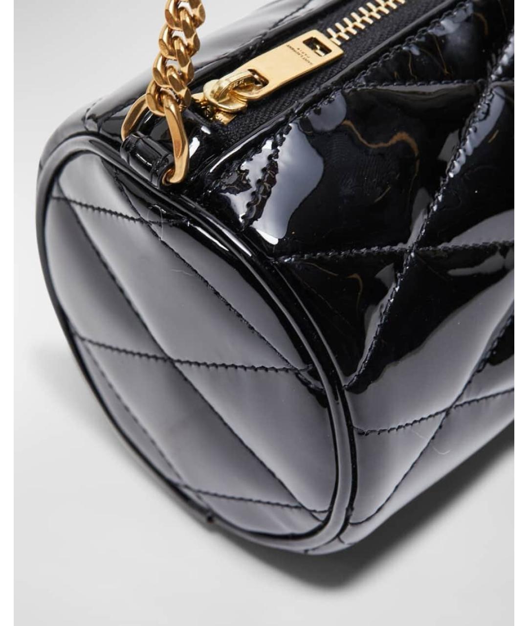 SAINT LAURENT Черная сумка через плечо из лакированной кожи, фото 3