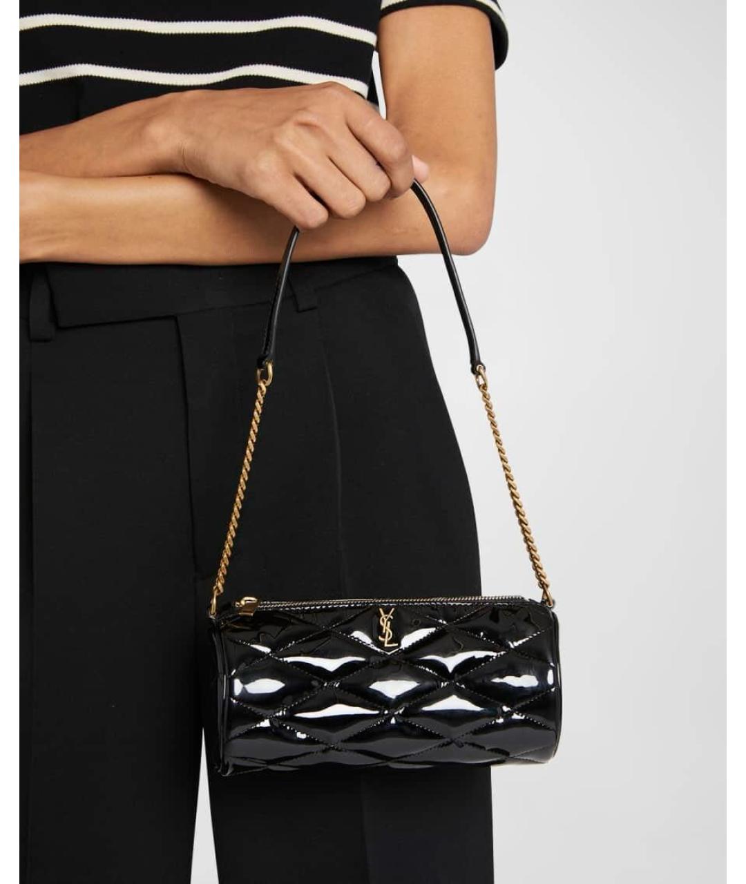SAINT LAURENT Черная сумка через плечо из лакированной кожи, фото 4