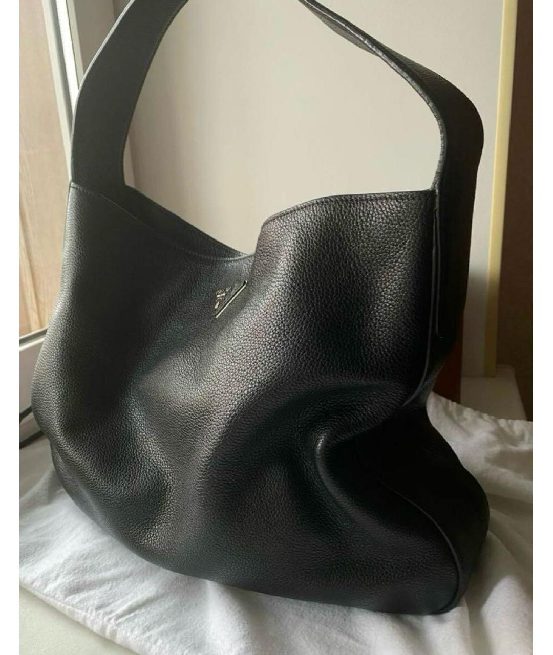 PRADA Черная кожаная сумка тоут, фото 7
