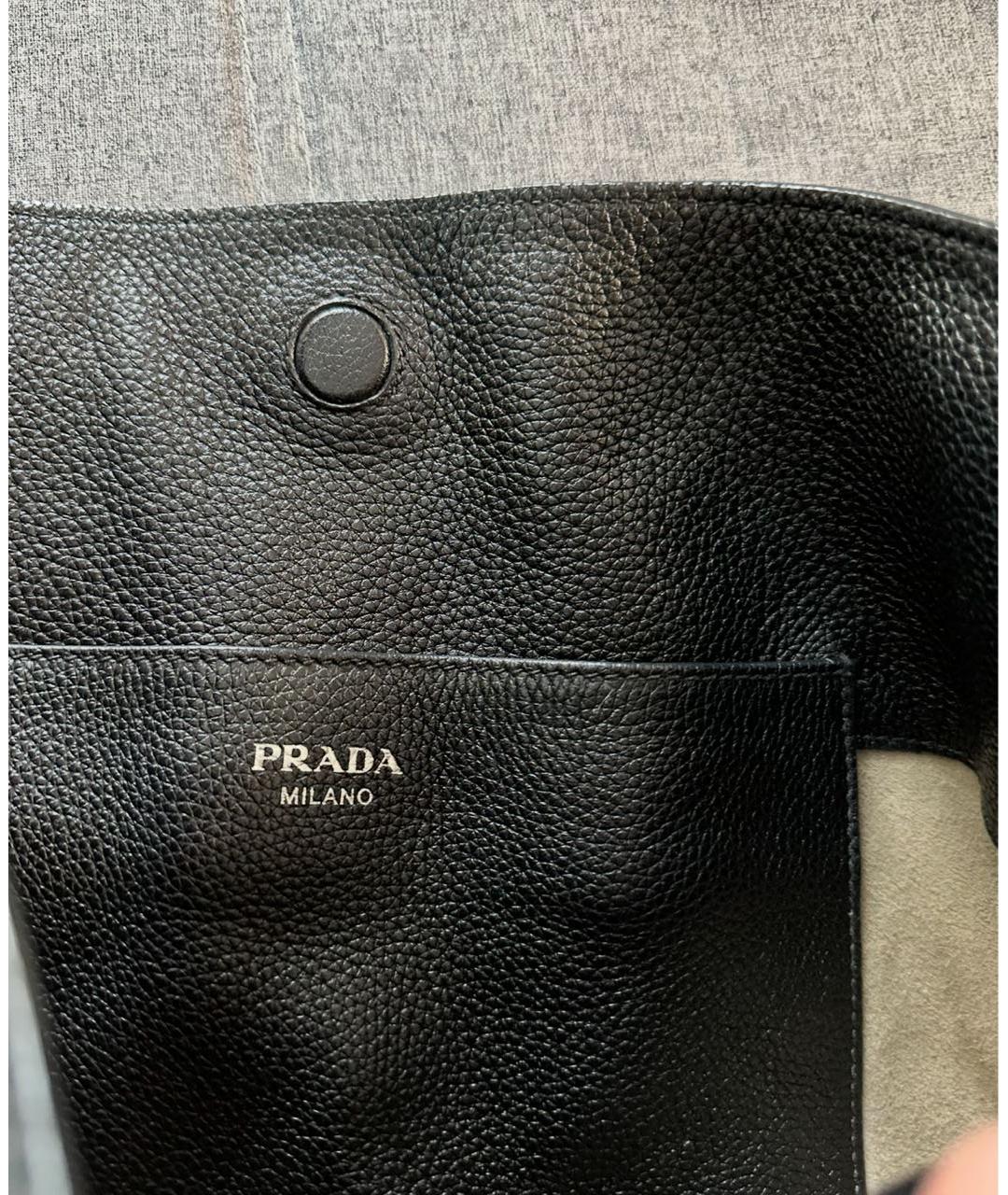 PRADA Черная кожаная сумка тоут, фото 4