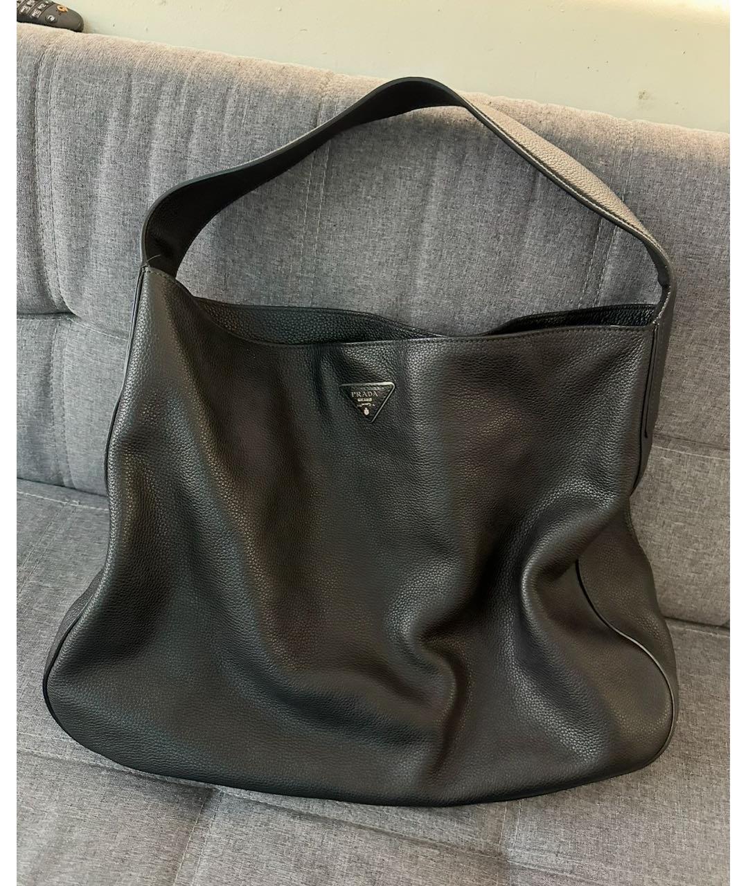 PRADA Черная кожаная сумка тоут, фото 2