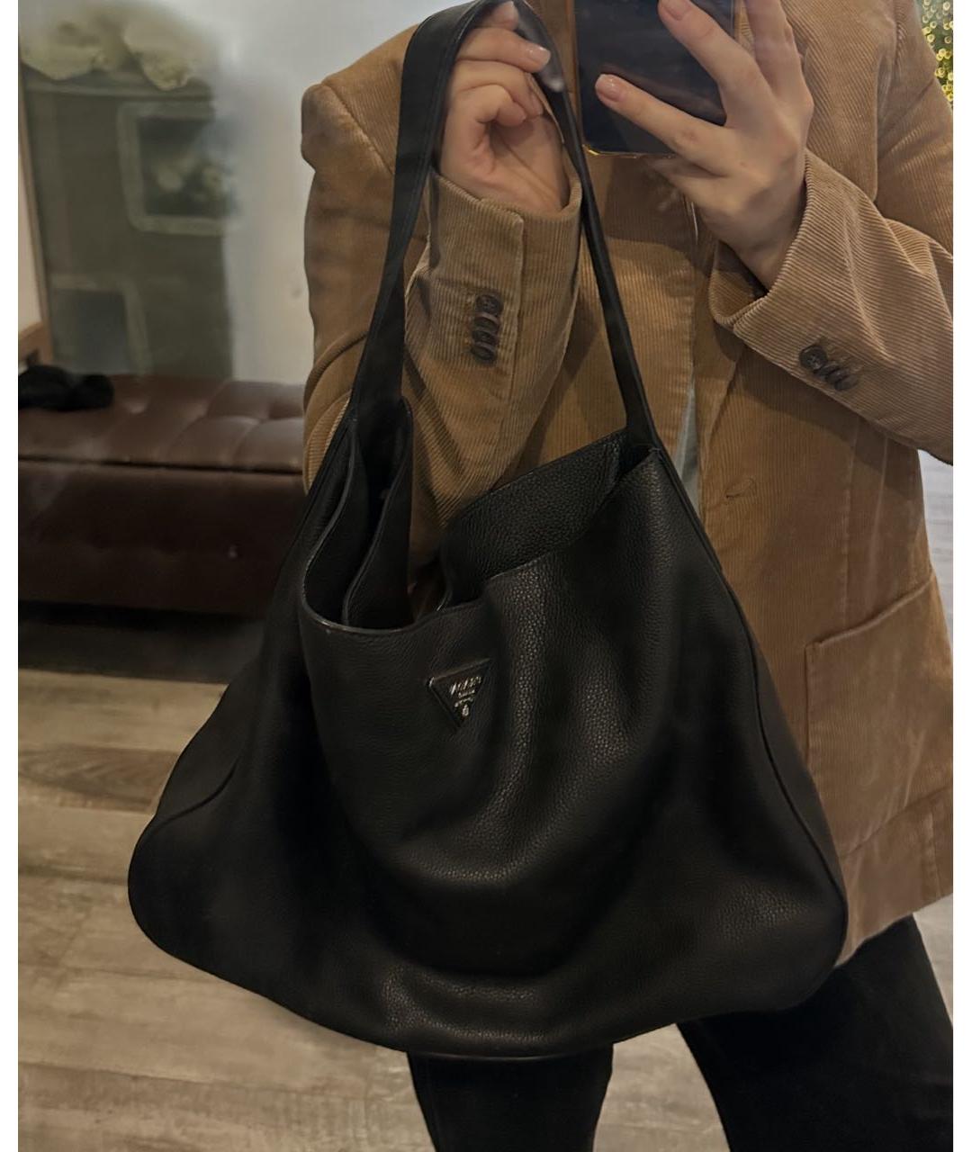 PRADA Черная кожаная сумка тоут, фото 6