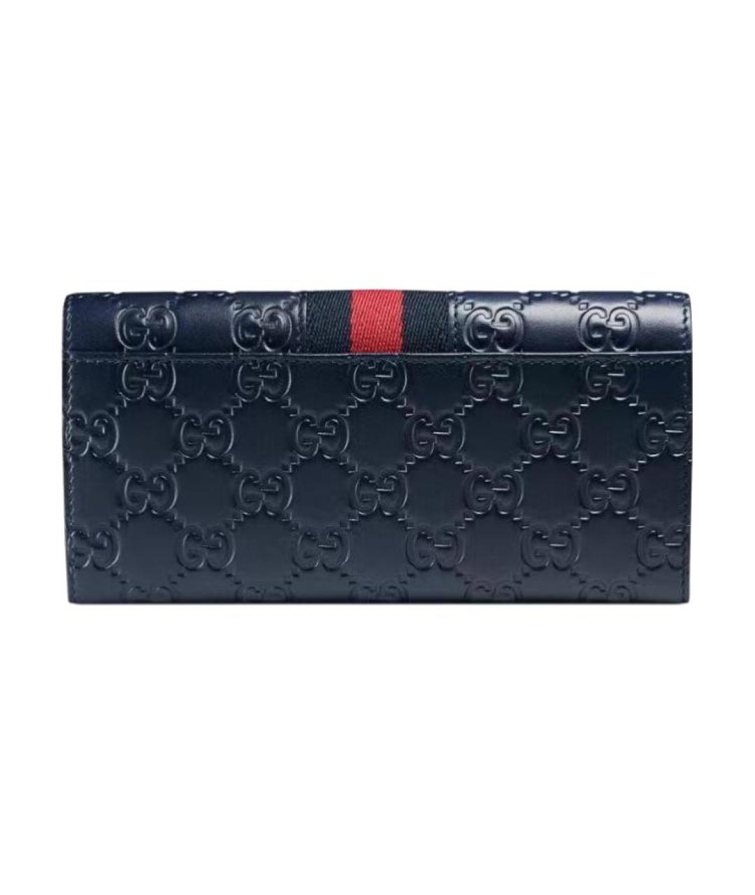 GUCCI Темно-синий кожаный кошелек, фото 2