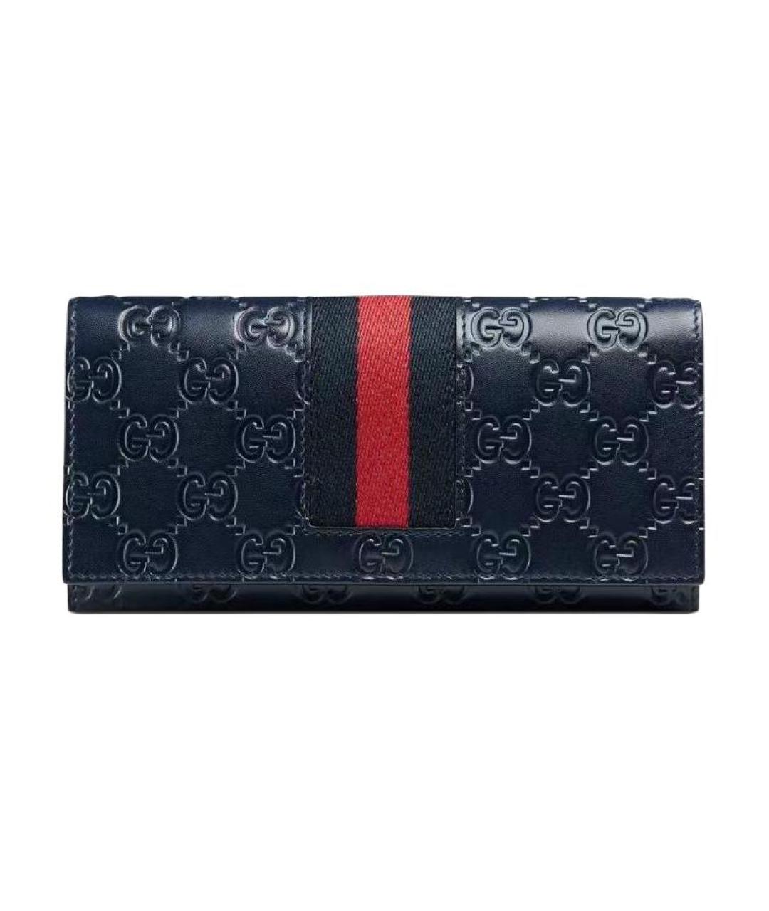 GUCCI Темно-синий кожаный кошелек, фото 1