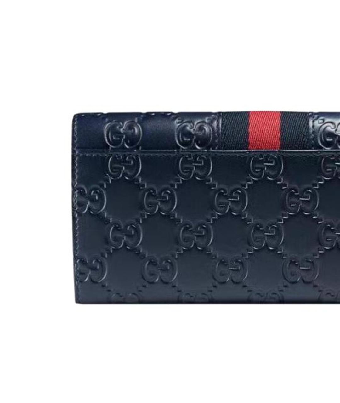 GUCCI Темно-синий кожаный кошелек, фото 5