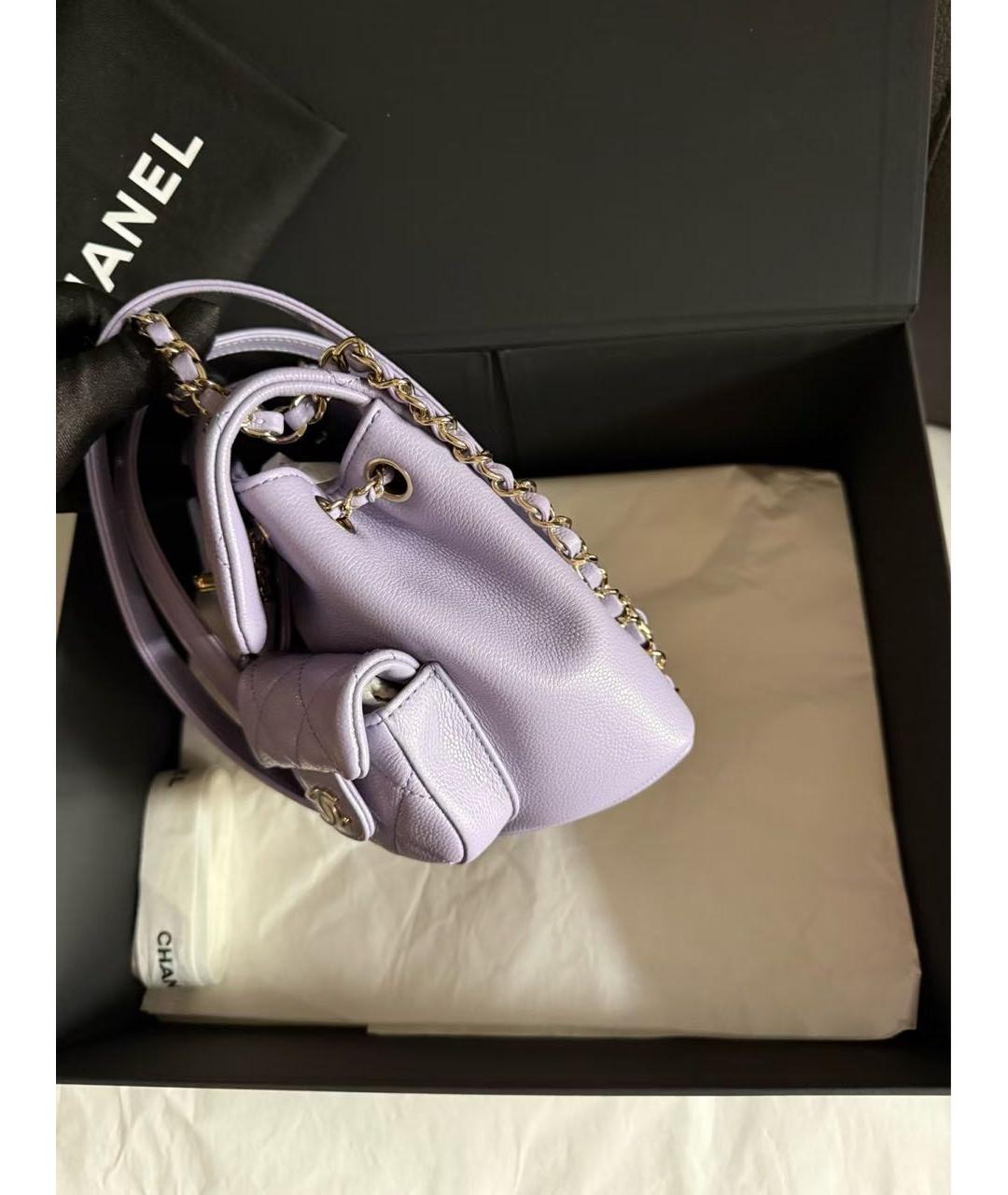 CHANEL Фиолетовый кожаный рюкзак, фото 3