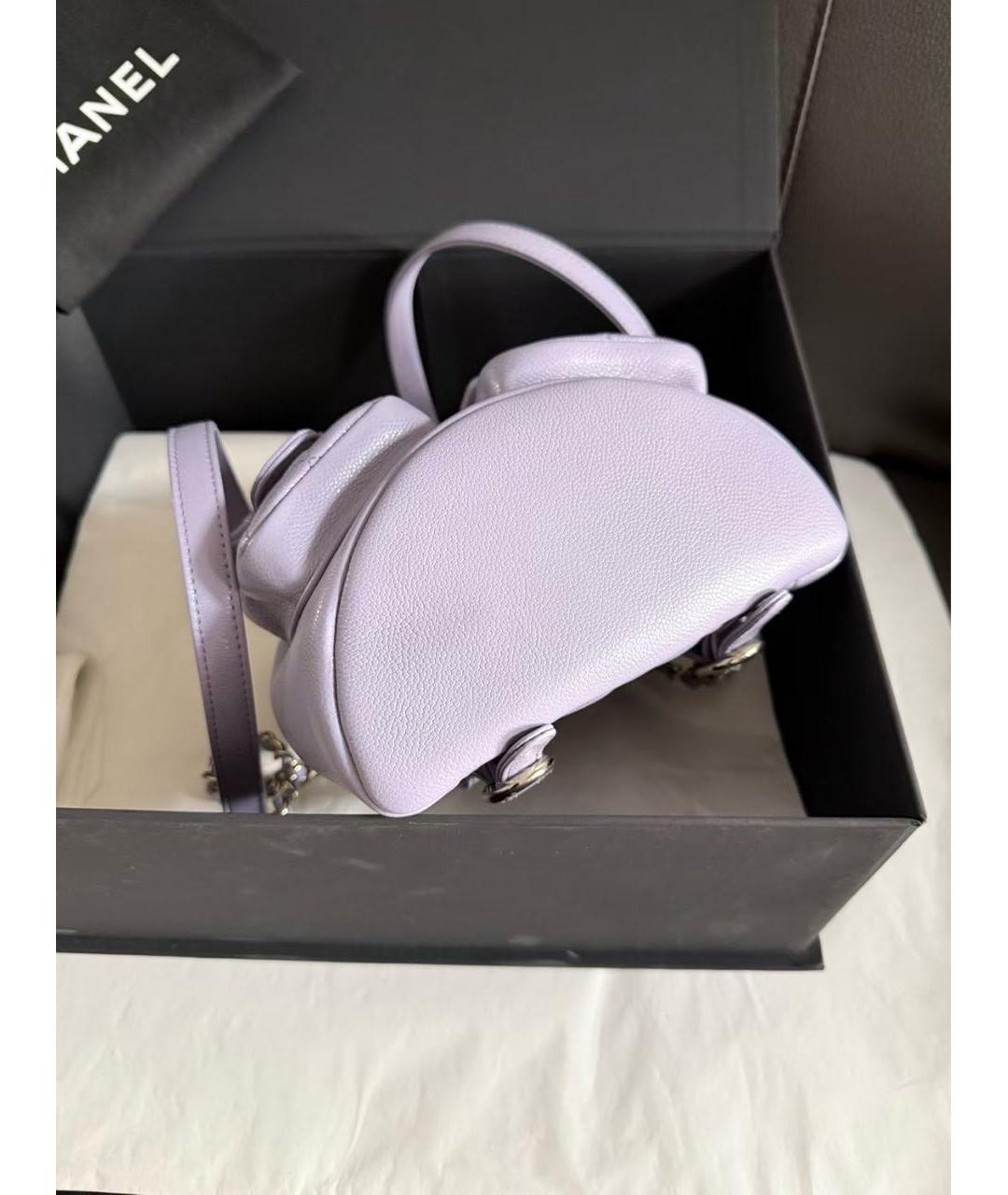 CHANEL Фиолетовый кожаный рюкзак, фото 5