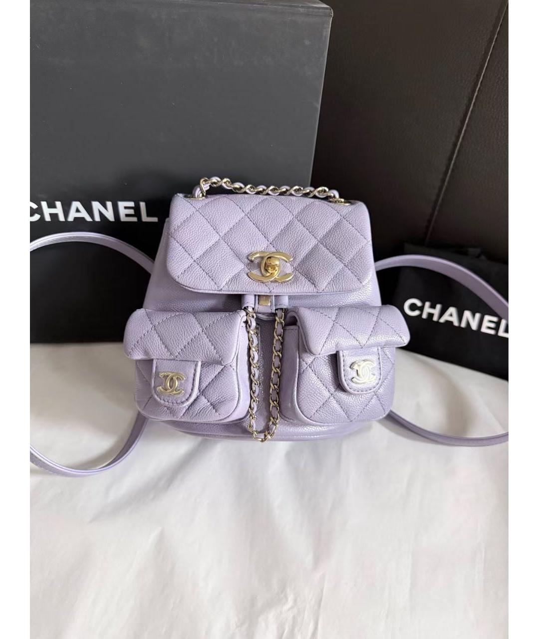 CHANEL Фиолетовый кожаный рюкзак, фото 7