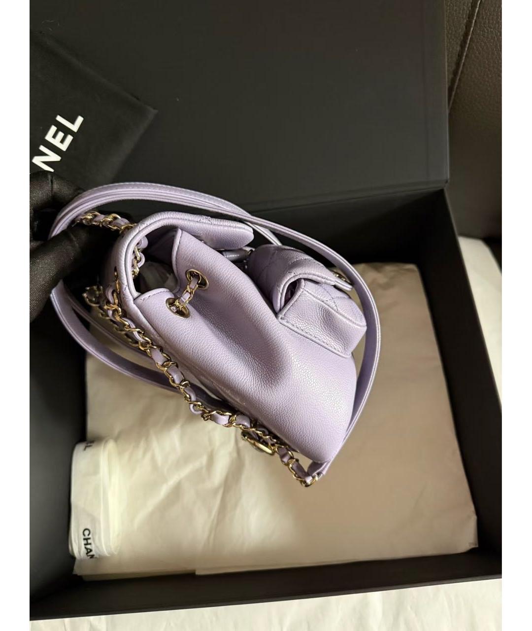 CHANEL Фиолетовый кожаный рюкзак, фото 4