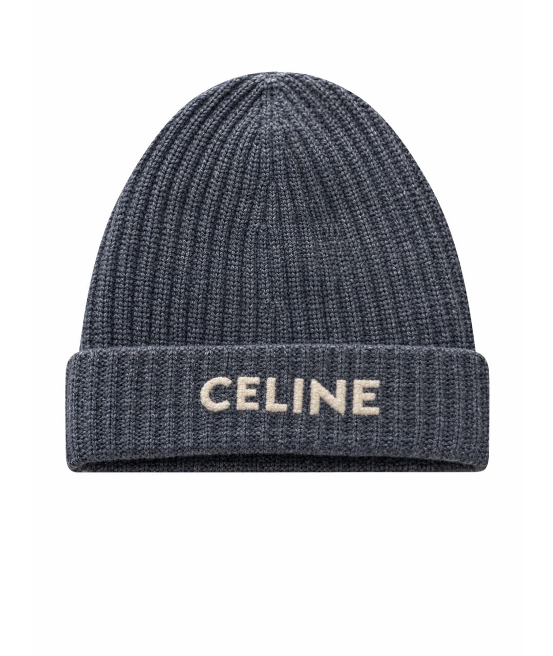 CELINE Серая шерстяная шапка, фото 1