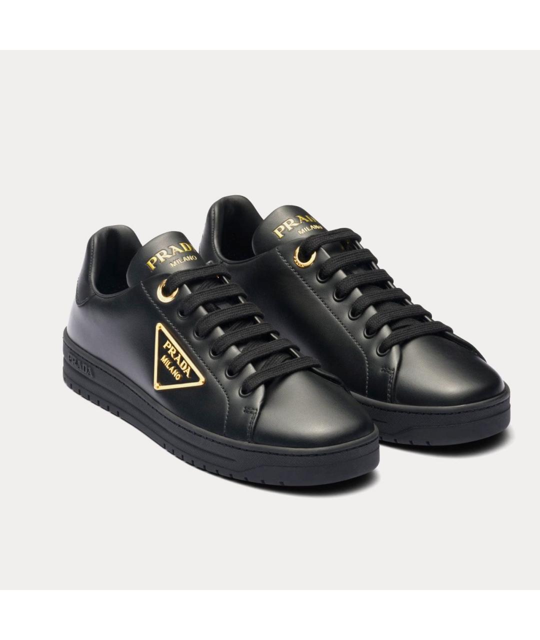 PRADA Черные кожаные кеды, фото 3