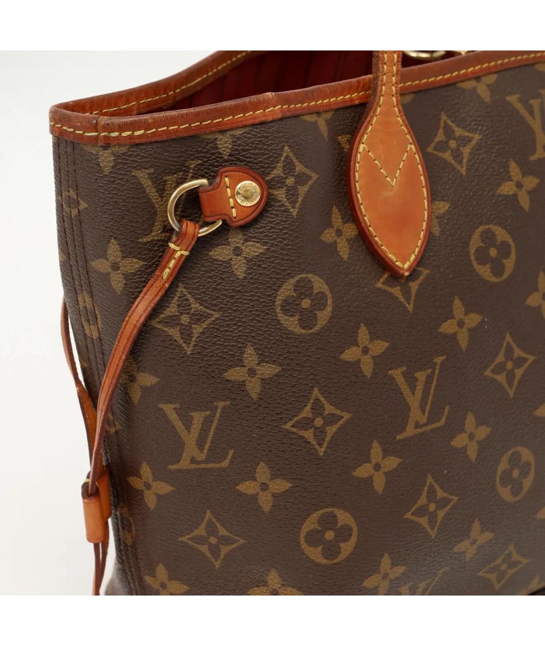 LOUIS VUITTON Коричневая кожаная сумка тоут, фото 3