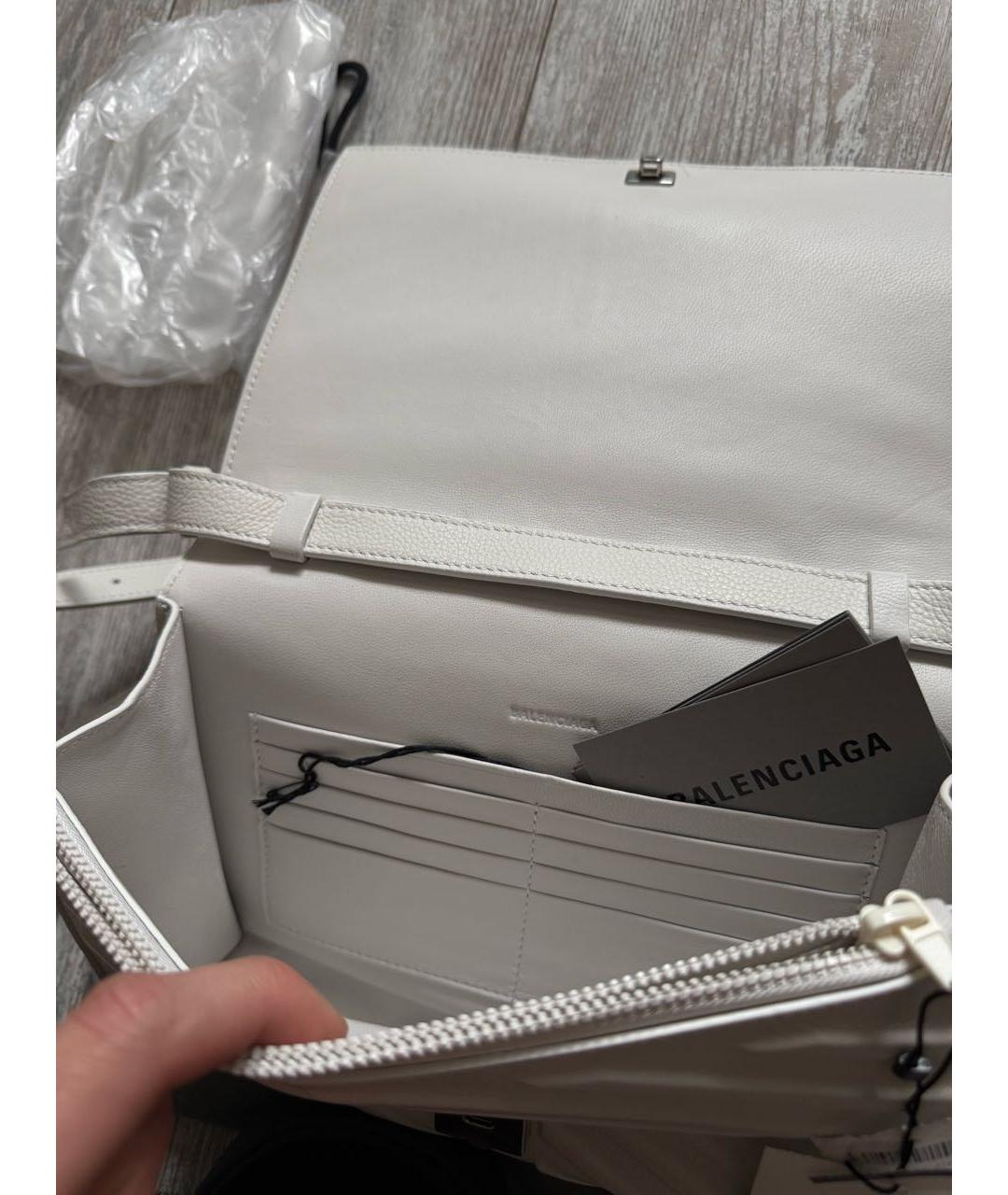 BALENCIAGA Белая кожаная сумка на плечо, фото 4