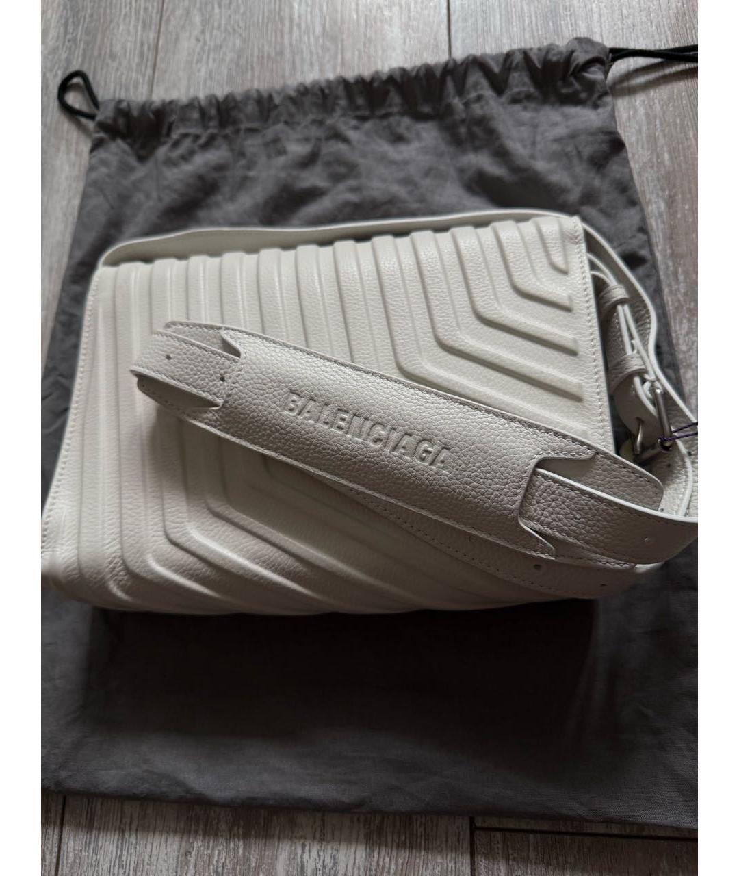 BALENCIAGA Белая кожаная сумка на плечо, фото 6