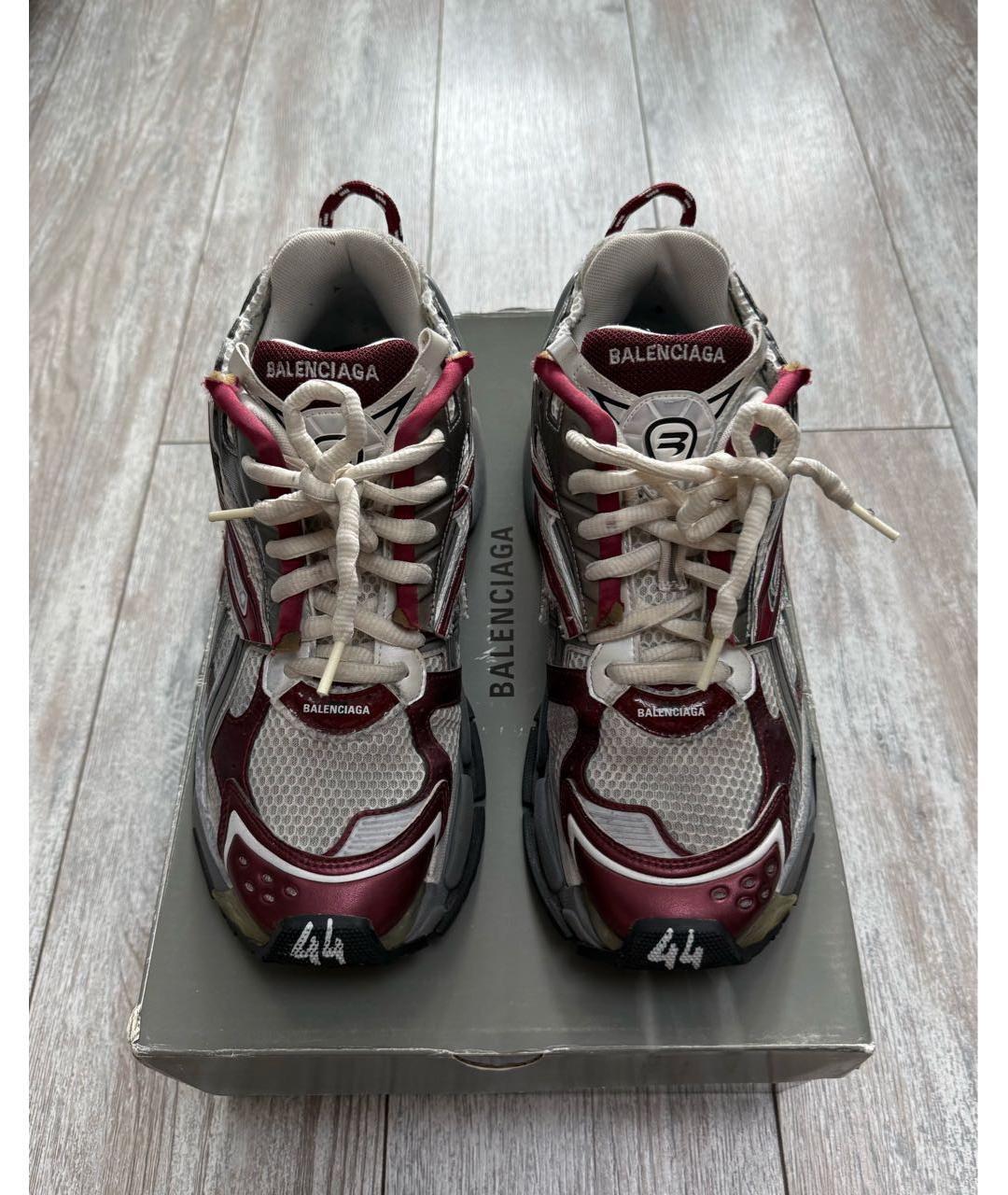 BALENCIAGA Бордовые текстильные низкие кроссовки / кеды, фото 2