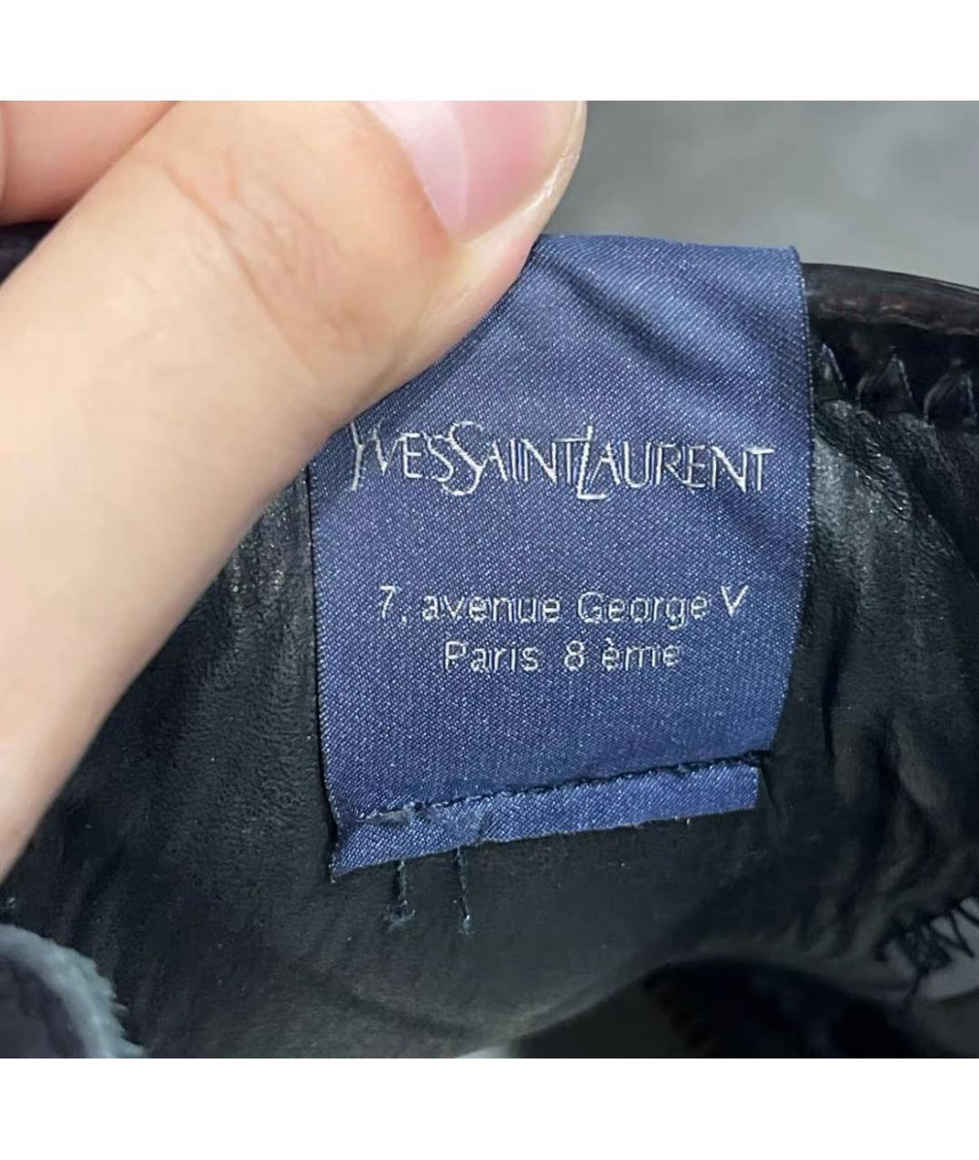 SAINT LAURENT Темно-синие кожаные низкие кроссовки / кеды, фото 4