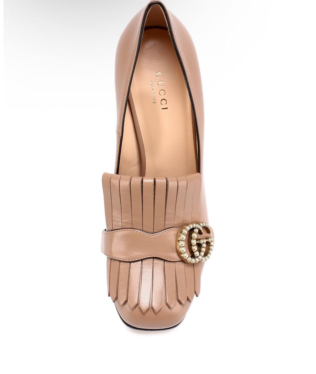 GUCCI Бежевые кожаные туфли, фото 4
