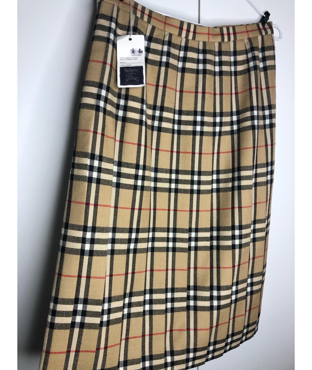 BURBERRY Мульти шерстяная юбка миди, фото 2