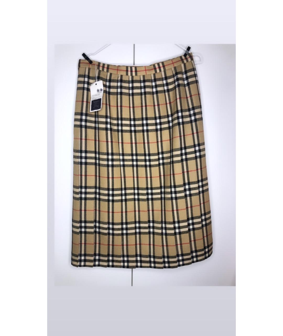BURBERRY Мульти шерстяная юбка миди, фото 7