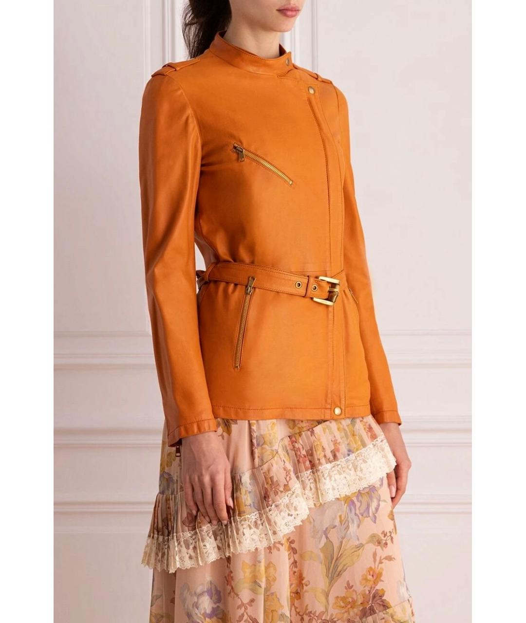 GUCCI Оранжевая кожаная куртка, фото 3