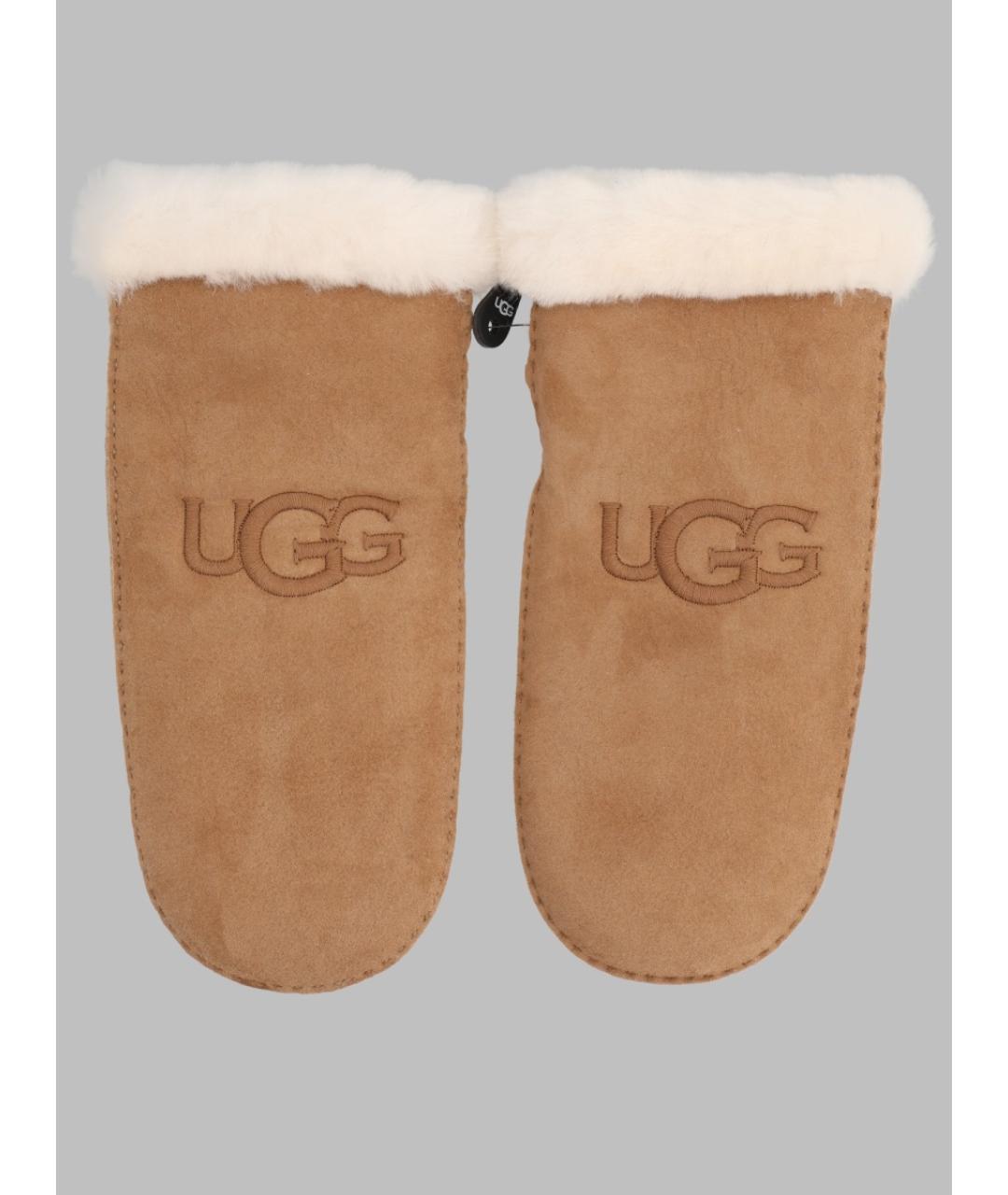 UGG Коричневые кожаные варежки, фото 3