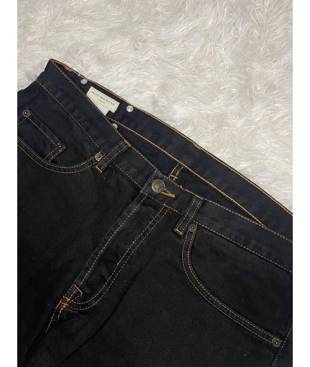 DRIES VAN NOTEN Черные хлопковые прямые джинсы, фото 3