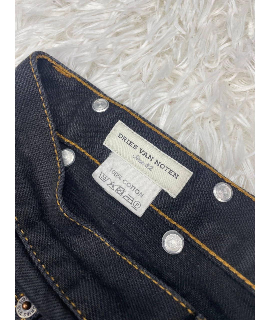 DRIES VAN NOTEN Черные хлопковые прямые джинсы, фото 5