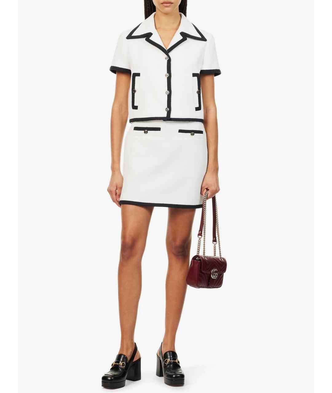 GUCCI Белая хлопковая юбка мини, фото 5
