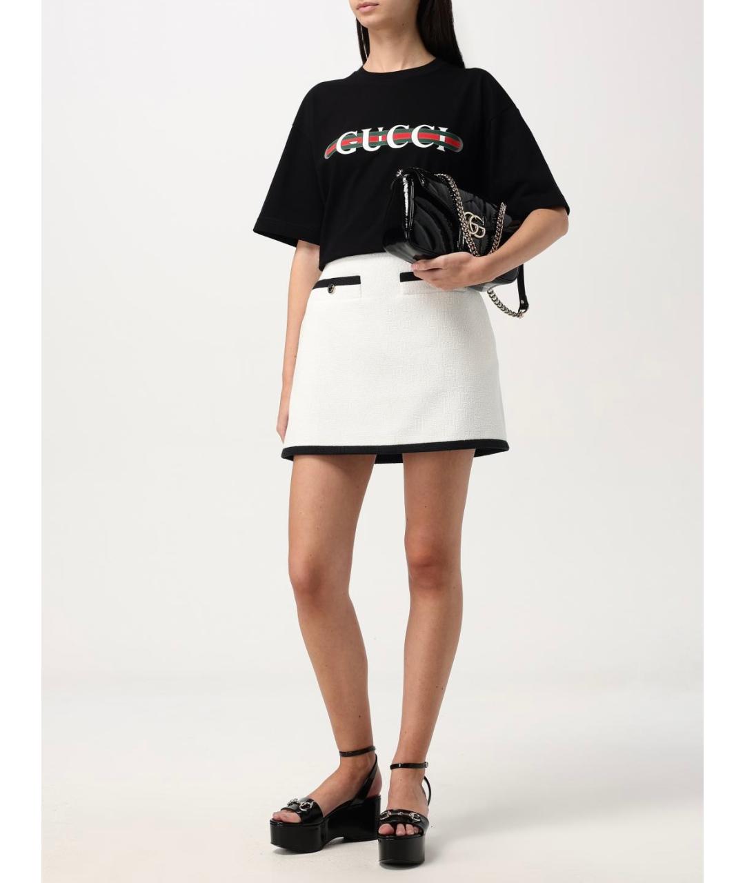 GUCCI Белая хлопковая юбка мини, фото 2
