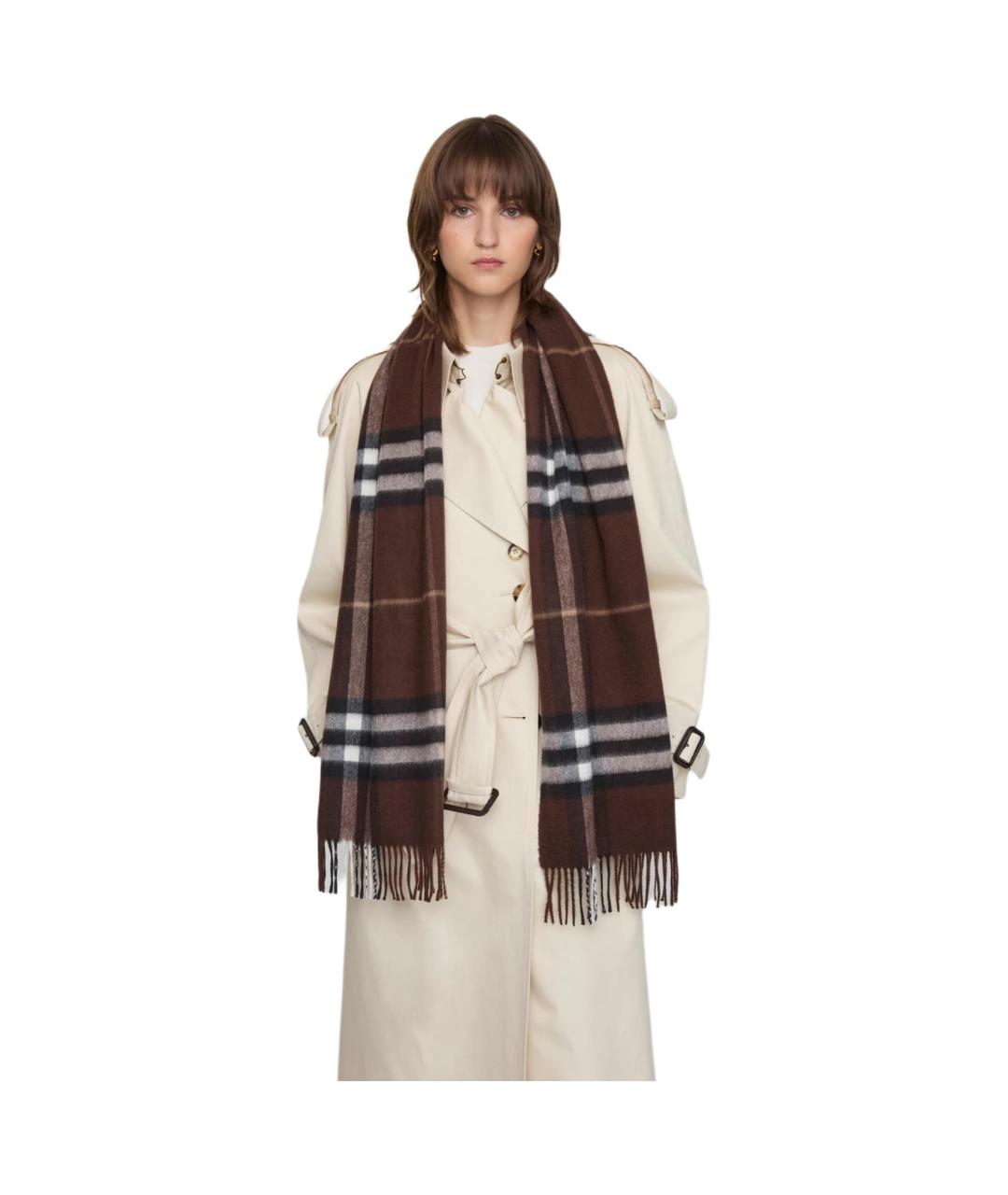 BURBERRY Коричневый кашемировый шарф, фото 4