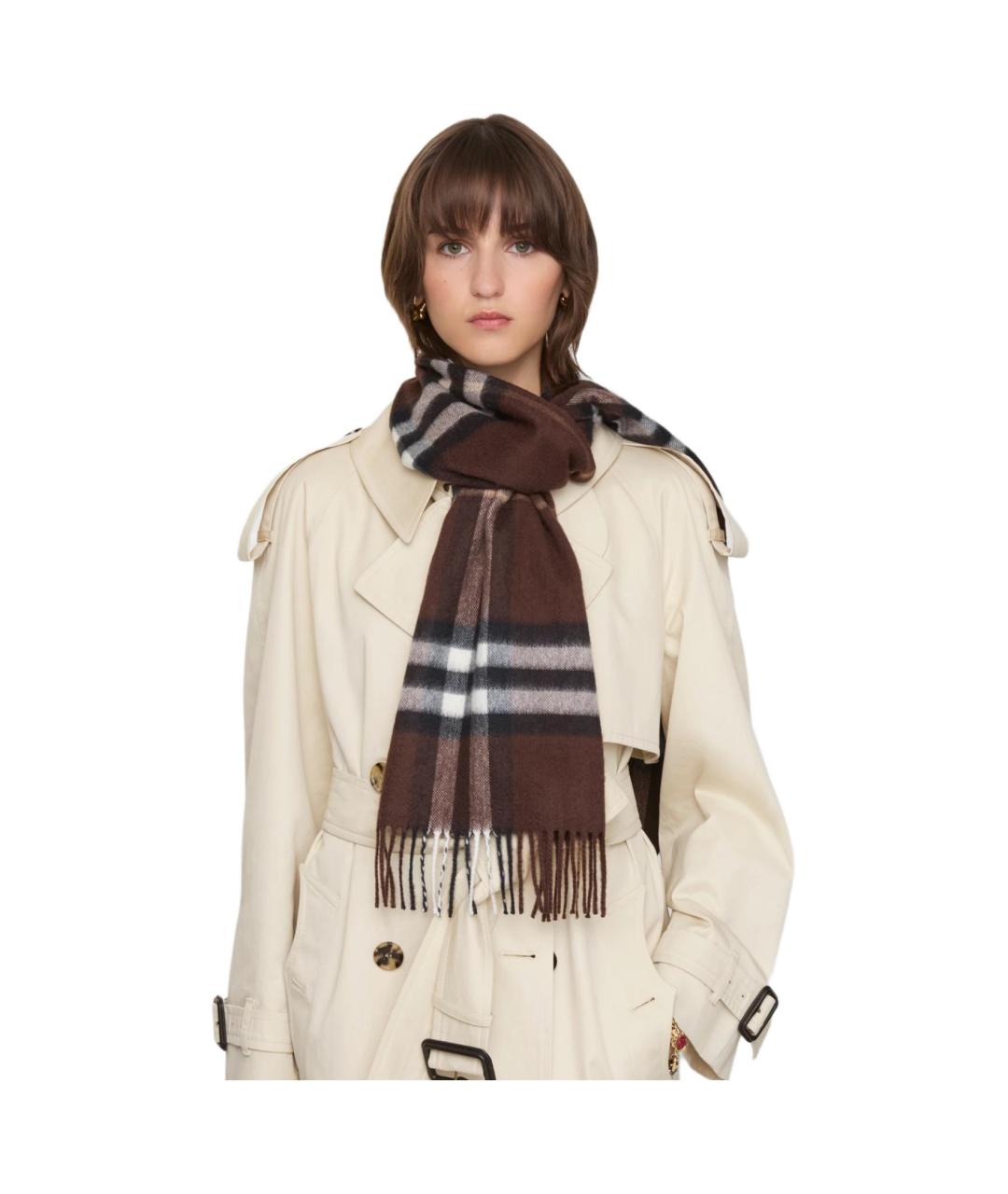 BURBERRY Коричневый кашемировый шарф, фото 5