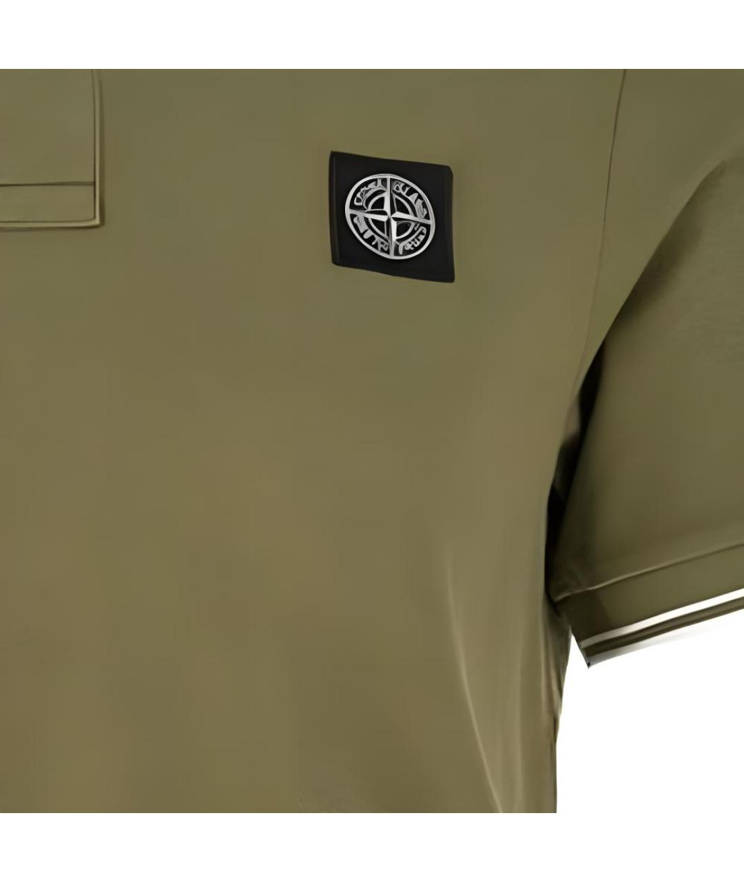 STONE ISLAND Зеленое поло с коротким рукавом, фото 4