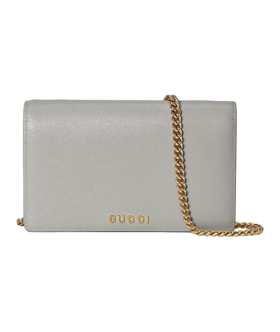 GUCCI Серый кожаный кошелек, фото 6
