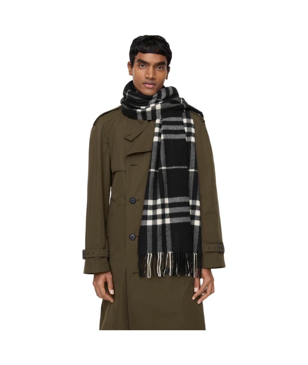 BURBERRY Темно-синий кашемировый шарф, фото 4