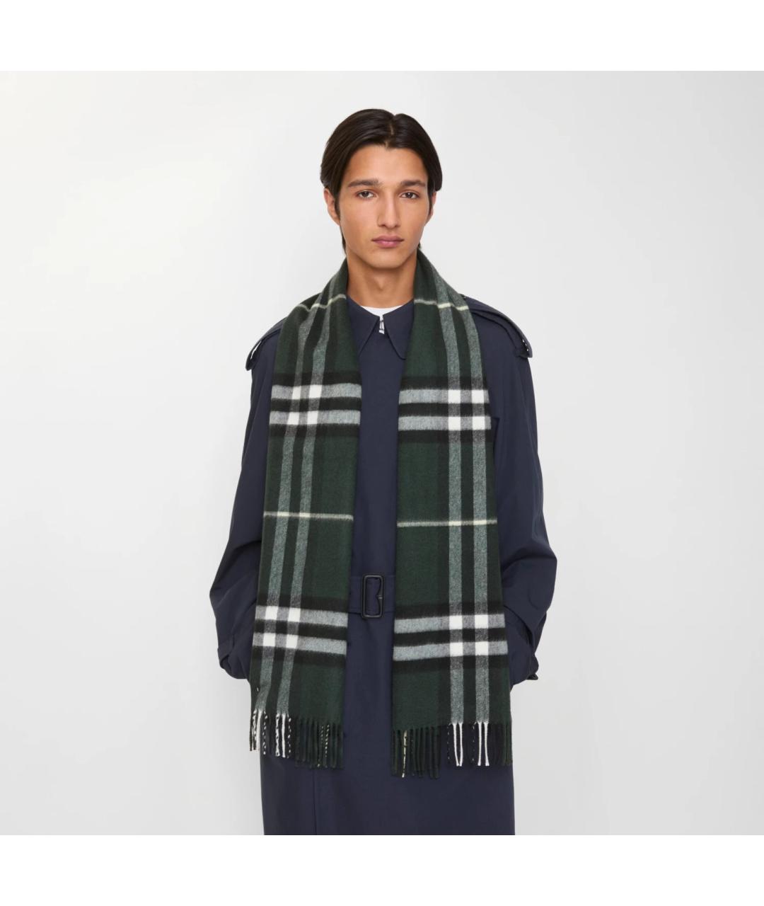 BURBERRY Зеленый кашемировый шарф, фото 5