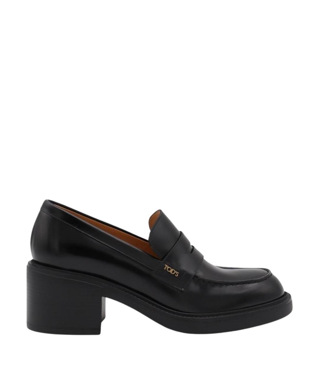 TOD'S Черные кожаные лоферы, фото 1