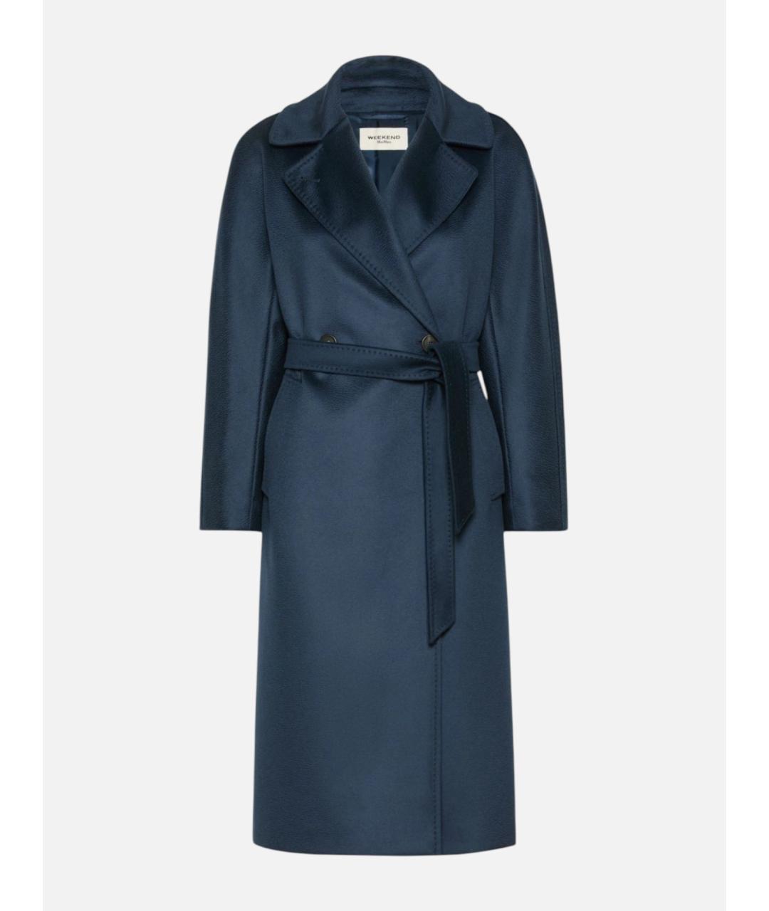 WEEKEND MAX MARA Темно-синее шерстяное пальто, фото 6