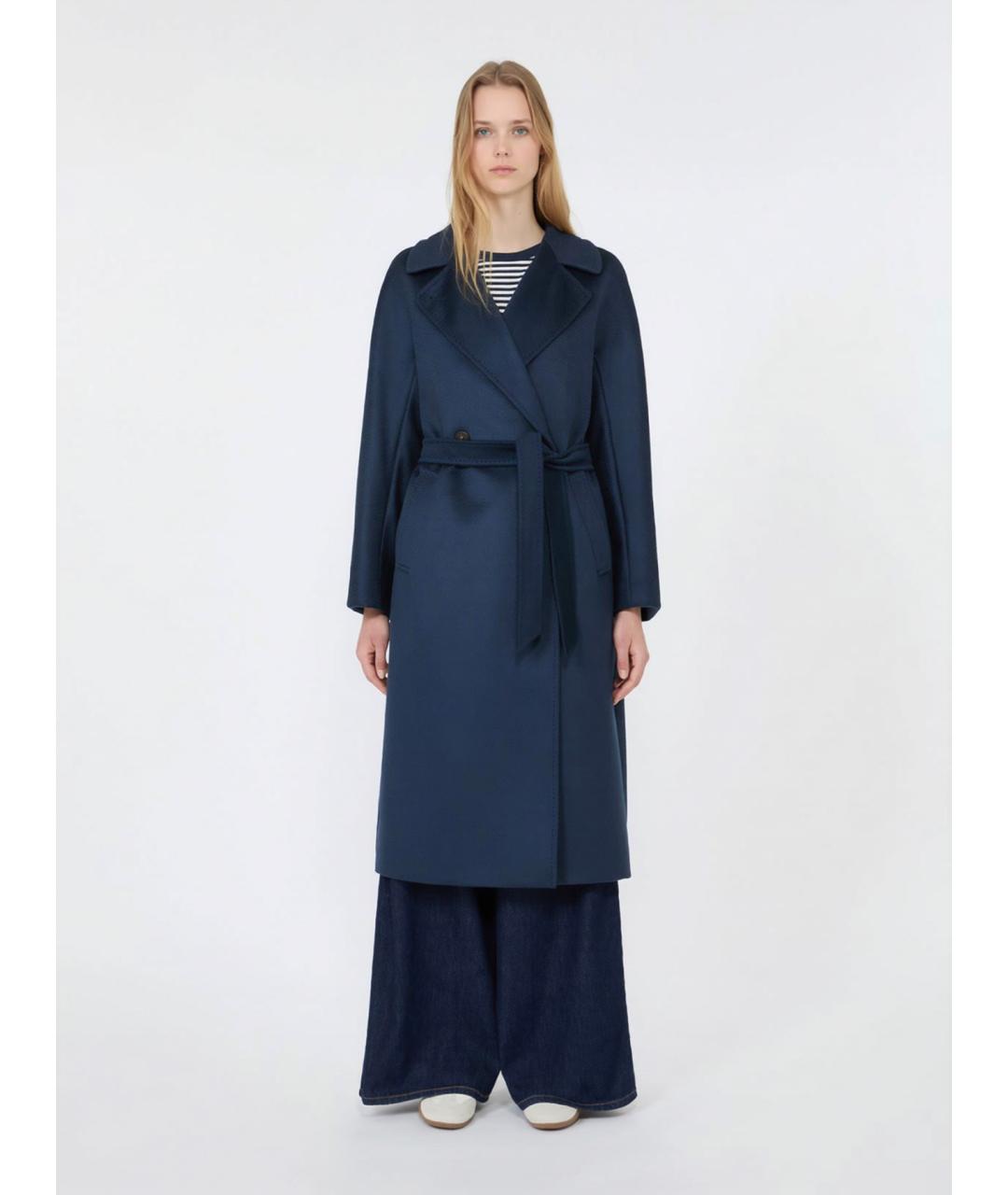 WEEKEND MAX MARA Темно-синее шерстяное пальто, фото 3
