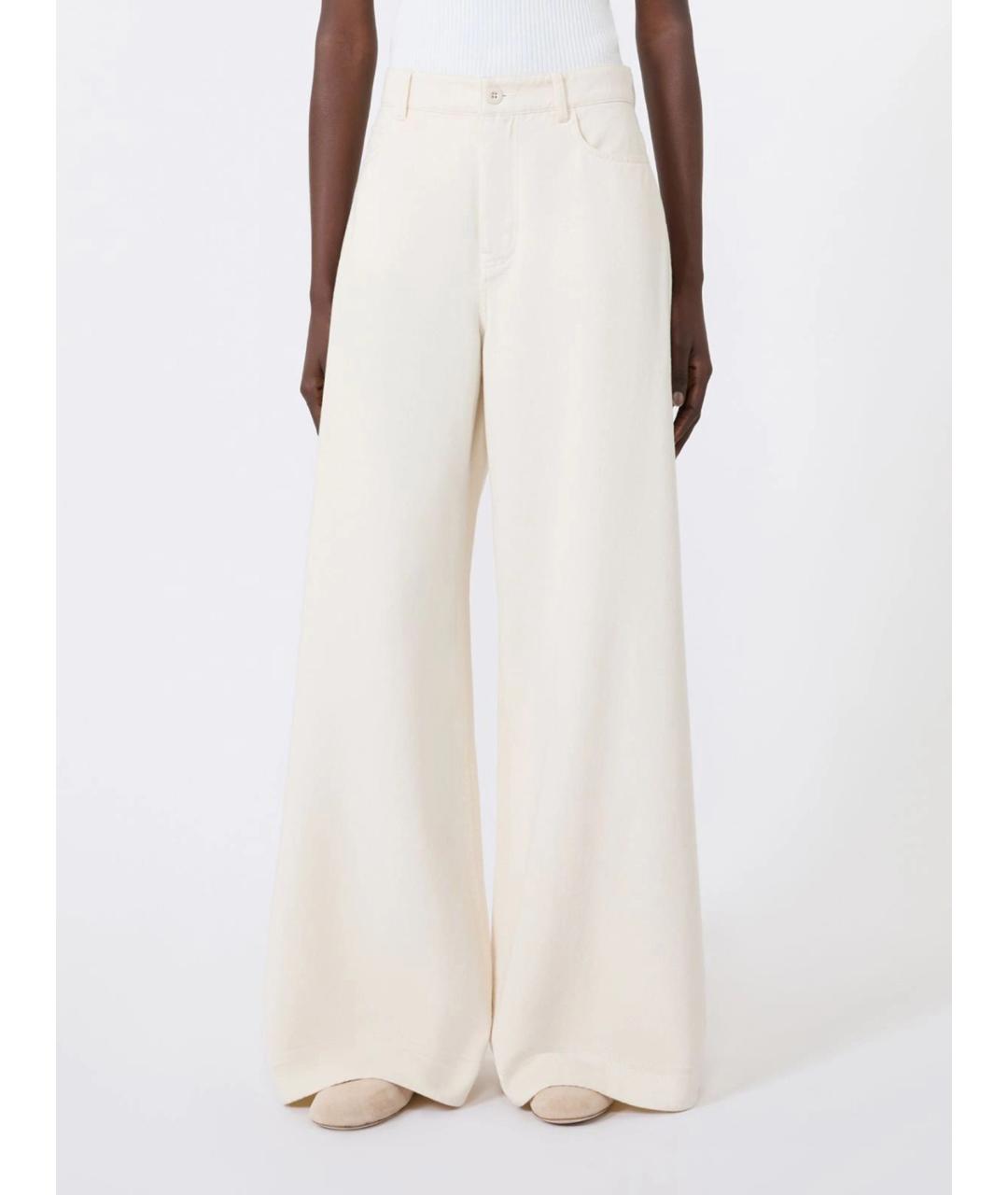 WEEKEND MAX MARA Бежевые хлопковые брюки широкие, фото 3